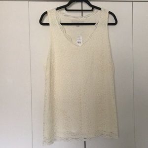 NWT LOFT ivory/cream lace v-neck top